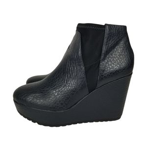 Simply Vera Vera Wang Dark Blue Vegan Leather Kline Ink Platform Wedge Boot
